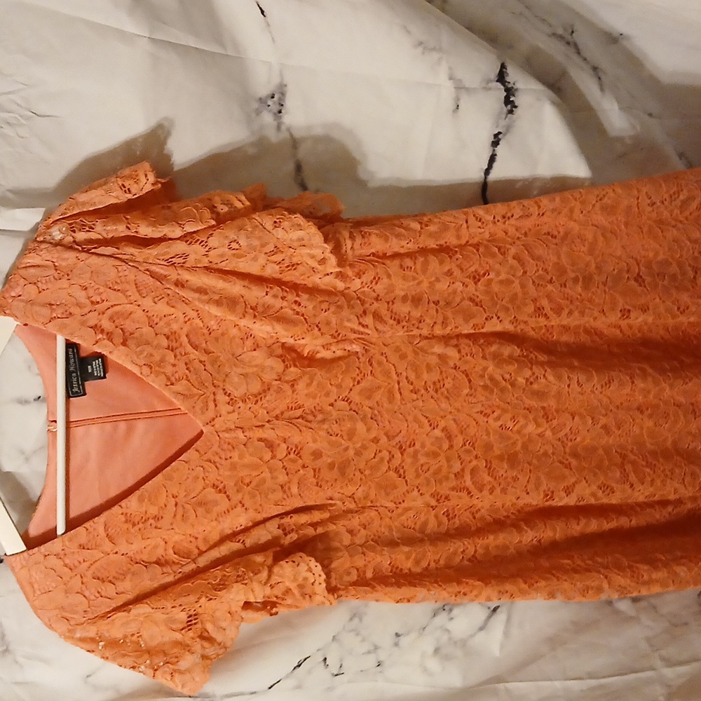 Jessica Howard Coral Lace Midi Dress